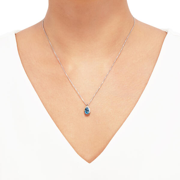 Gemstone Classics&#8482; Pear Swiss Blue & White Topaz Necklace