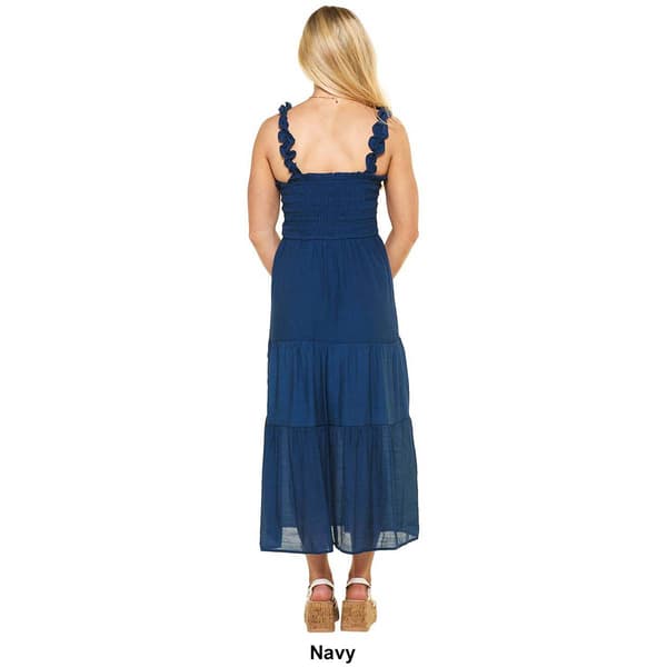 Juniors Love Tree Smocked Bodice Tier Gauze Maxi Dress