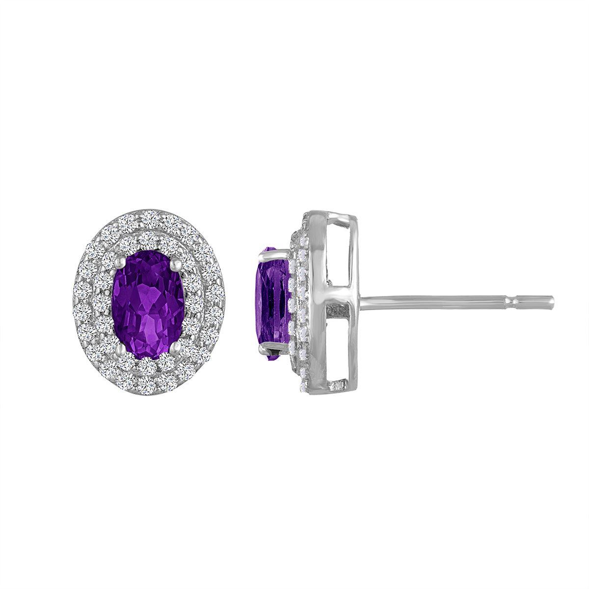 Gemstone Classics™ Sterling Silver Amethyst & Sapphire Earrings