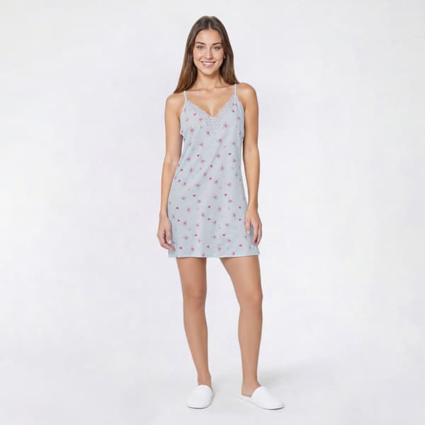 Womens Jessica Simpson Lace Trim Heart Stitch Deep V Neck Chemise - image 