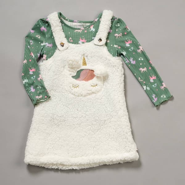 Girls &#40;4-6x&#41; Colette Lilly 2pc. Unicorn Top & Sherpa Jumper - image 