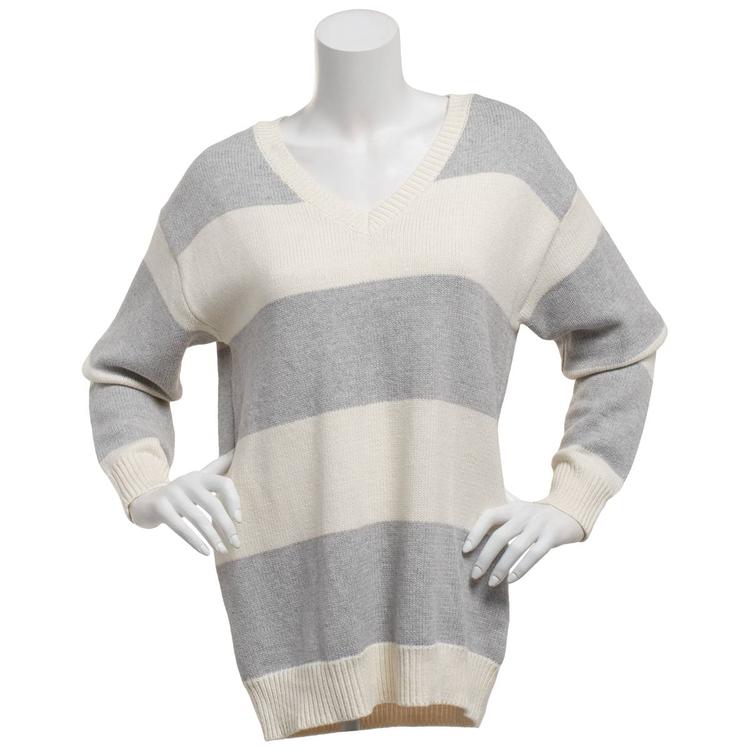 Juniors Pink Rose Rugby Stripe V-Neck Tunic