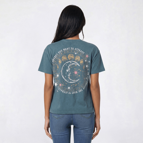 Juniors Attitude Not Included Moon Star Embroidered Tee