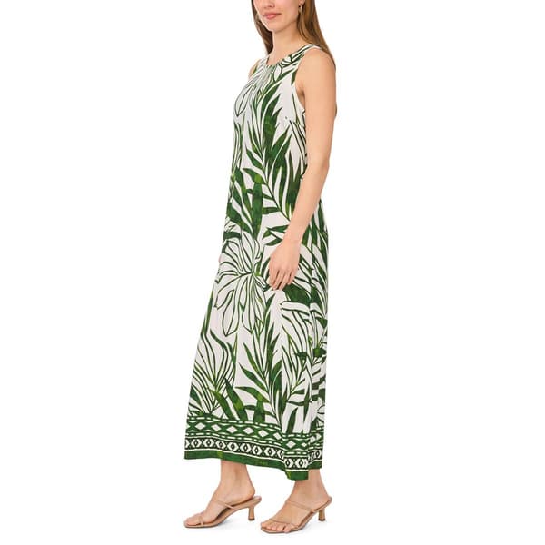 Womens MSK Sleeveless Tropical Leaf Maxi Dress