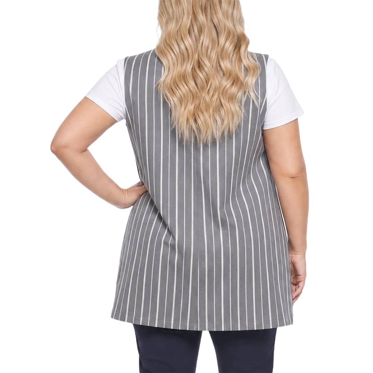 Plus Size NY Collection Double Knit Stripe Long Vest