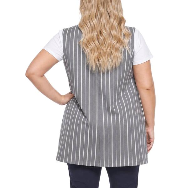 Plus Size NY Collection Double Knit Stripe Long Vest