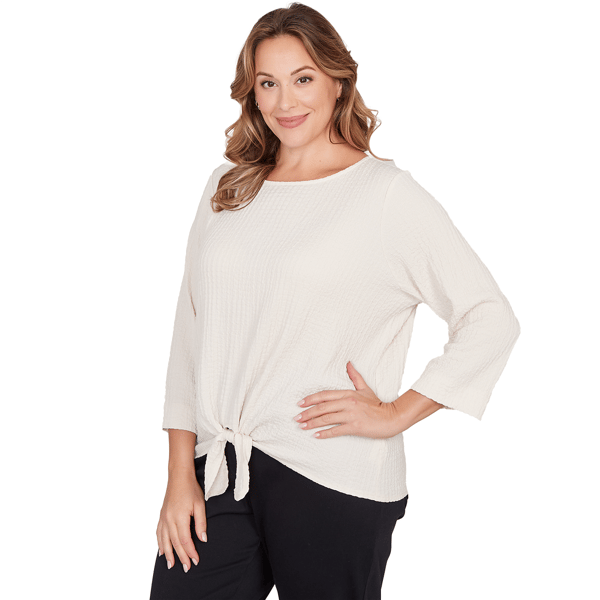 Plus Size Emaline Key Items 3/4 Sleeve Twist Front Knit Sweater