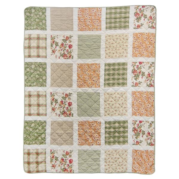 Donna Sharp Peach Rose Cotton Throw