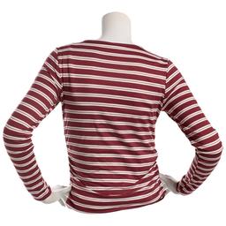 Juniors No Comment Long Sleeve Side Ruched Fleece Top - Stripe