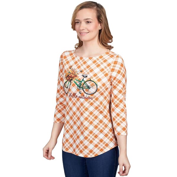 Petite Ruby Rd. Must Haves II Plaid Harvest Bicycle Tee