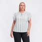 Plus Size NY Collection Flutter Sleeve Heart Tie Neck Blouse - image 1