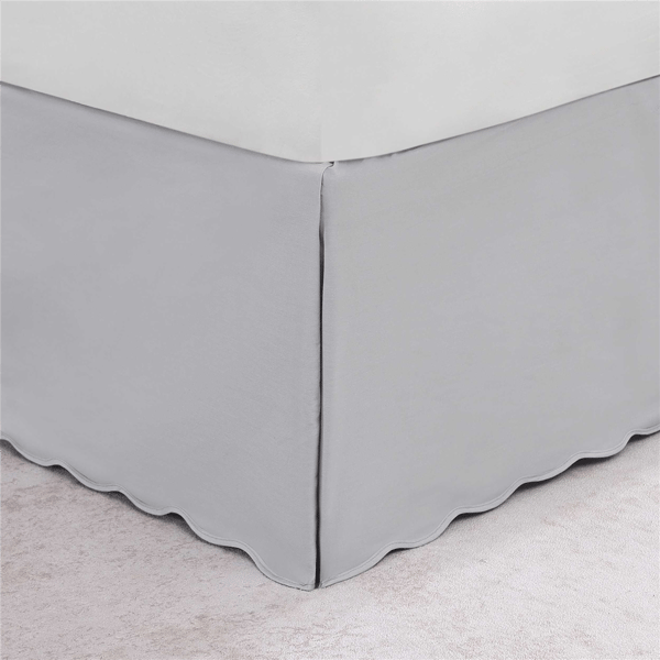 Stone Cottage Solid Scallop Grey Tailored Bed Skirt