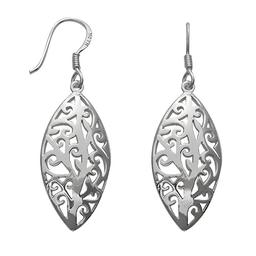 Marsala Fine Silver-Plated Filigree Marquise Drop Earrings