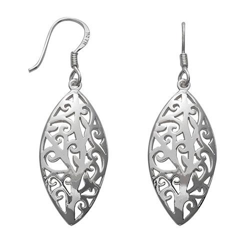 Marsala Fine Silver-Plated Filigree Marquise Drop Earrings