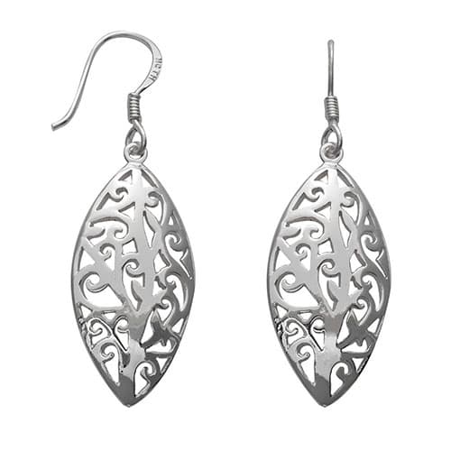 Marsala Fine Silver-Plated Filigree Marquise Drop Earrings - image 