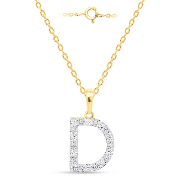 Nova Star(R) Gold Plated Lab Grown Diamond Initial D Pendant