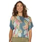 Womens Democracy Dolman Sleeve Scalloped Neck Print Knit Top - image 1