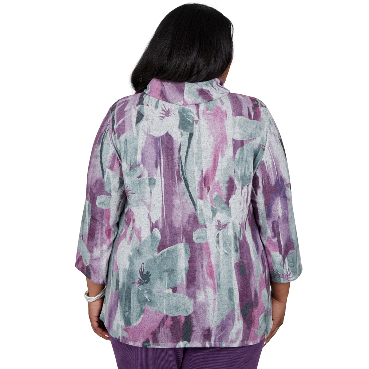 Plus Size Alfred Dunner Vail Floral Brushstroke Cowl Neck Blouse