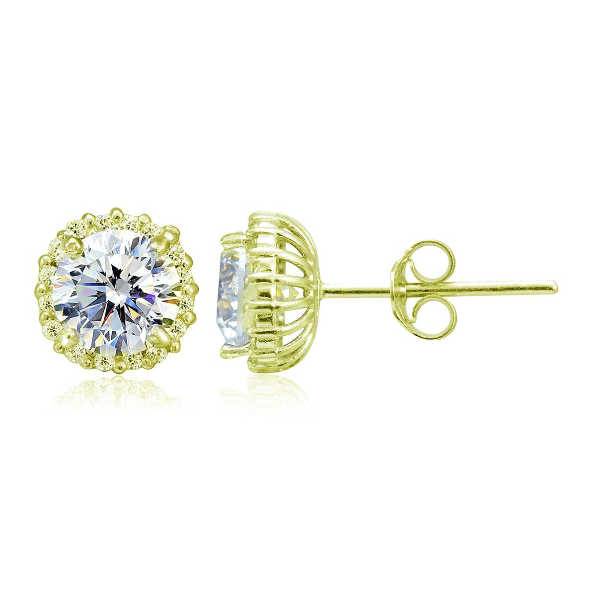 Designs by FMC 14kt. Gold Plated CZ Halo Earrings