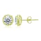 Gold Plated Over Sterling Silver Cubic Zirconia Halo Earrings - image 1