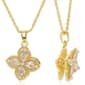 14k. Gold Plated & CZ Marquise Clover Spinner Pendant Necklace - image 1