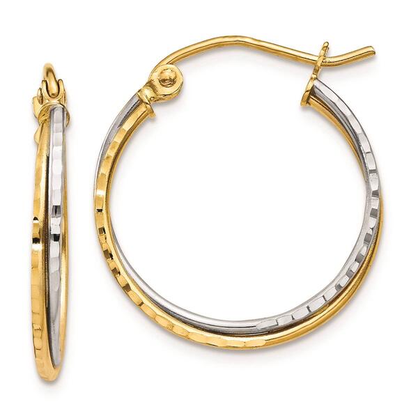 Gold Classics&#40;tm&#41; 14kt. Two-Tone 20x19mm Twist Hoop Earrings - image 