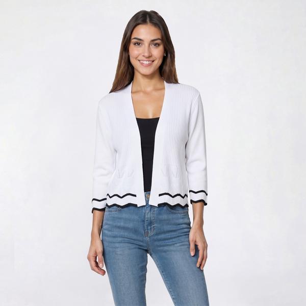 Womens 89th & Madison 3/4 Sleeve Chevron Tipped Shrug - image 