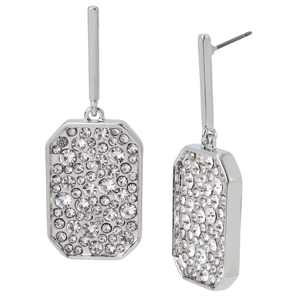 Steve Madden Pave ID Tag Drop Earrings - image 