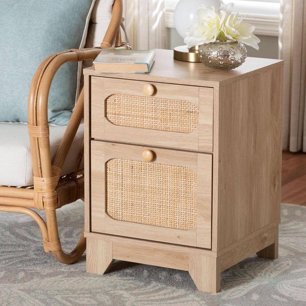 Baxton Studio Elsbeth Light Brown Wood 1-Drawer End Table