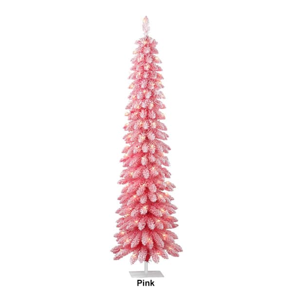 Puleo International 7ft. Pre-Lit Flocked Alpine Christmas Tree