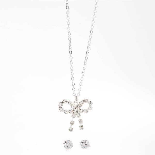 Rosa Rhinestones Bow Pendant and Earring Set - image 
