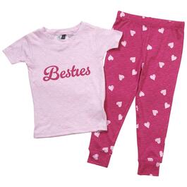 Girls &#40;4-6x&#41; Jaclyn Short Sleeve Besties Hearts Jogger Pajama Set