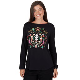 Womens Ruby Rd. Happy Holidays Nutcracker Scenic Tee