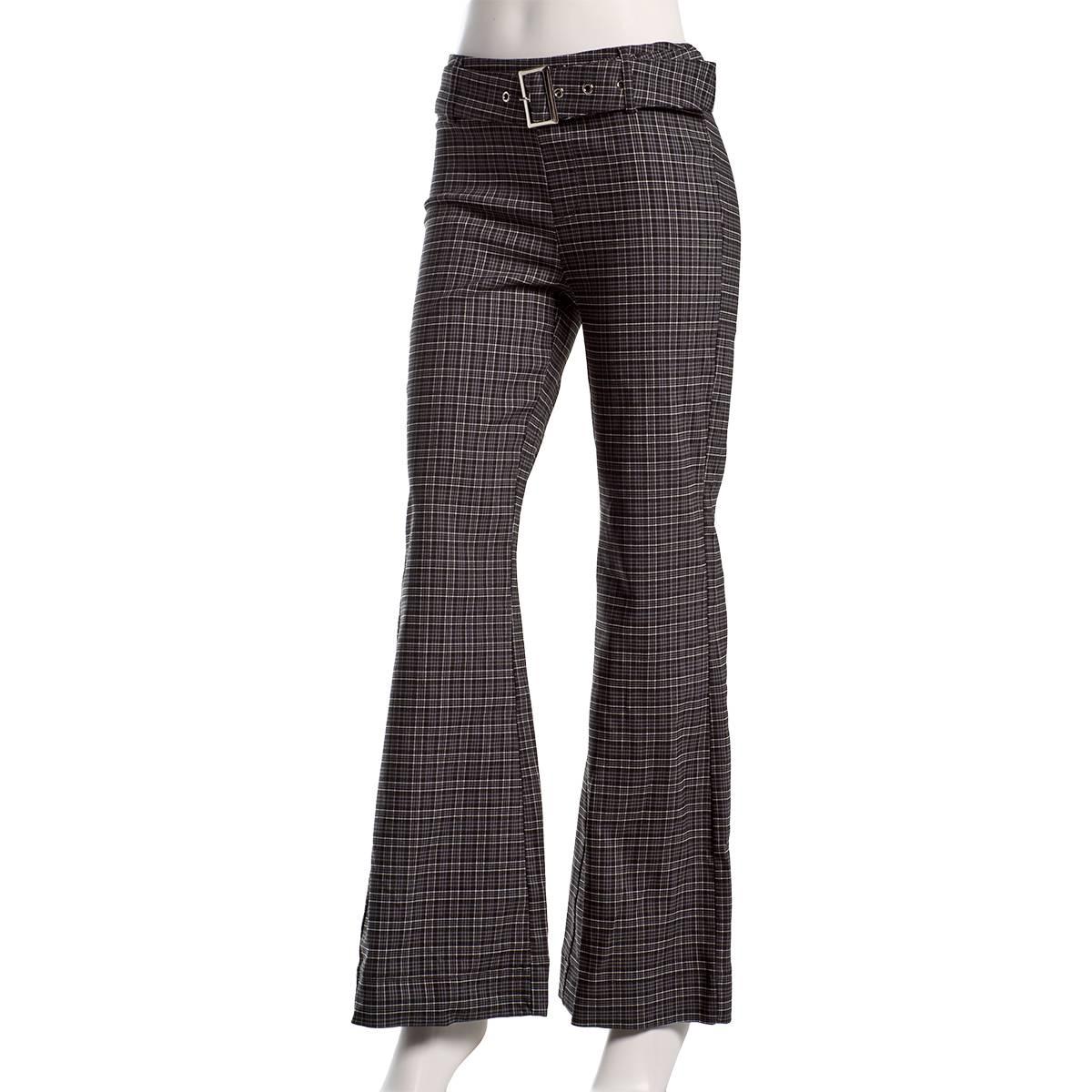 Juniors Zoe & Phoebe Plaid Millennium Bootcut Belted Pants
