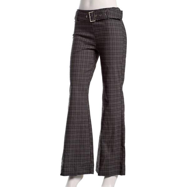 Juniors Zoe & Phoebe Plaid Millennium Bootcut Belted Pants - image 