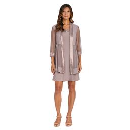 Petite R&M Richards Chevron Metallic Jacket Dress