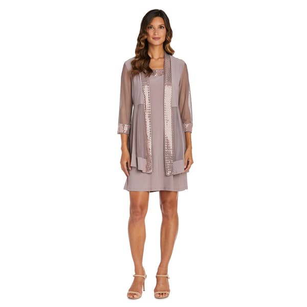 Petite R&M Richards Chevron Metallic Jacket Dress