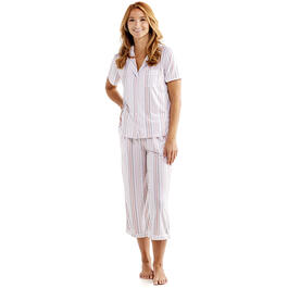 Womens Jones New York Short Sleeve Stripe Capri Pajama Set