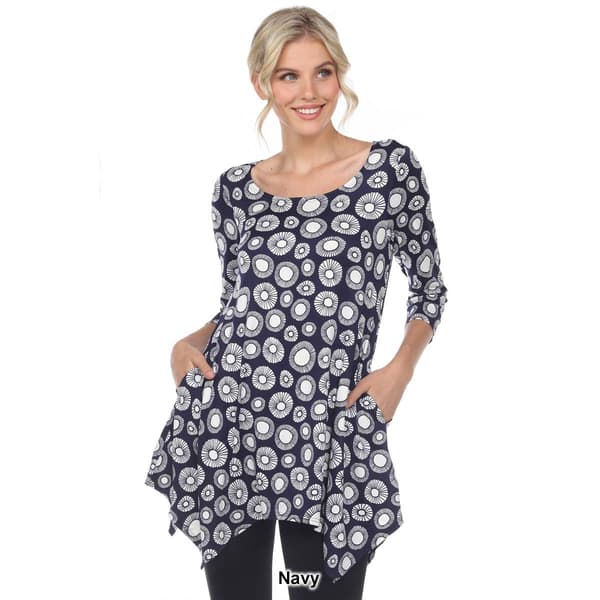 Womens White Mark Geometric Circle Tunic Top