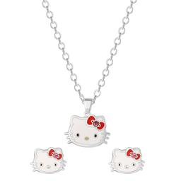 Brass Hello Kitty® Stud Earrings & Pendant Necklace Set