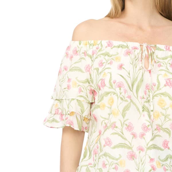 Womens Cece Off the Shoulder Ruffle Sleeve Floral Blouse