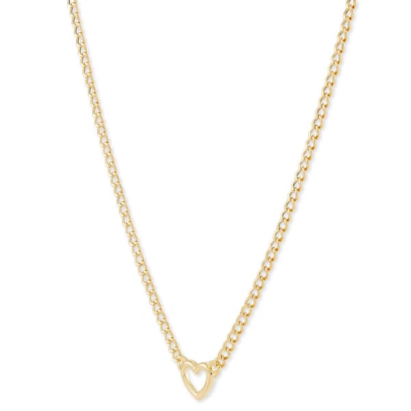 Gold Classics&#8482; Open Heart Curb Chain Necklace