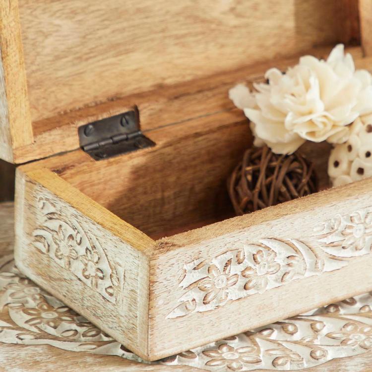 9th &amp; Pike® Carved Floral White Wood Storage Box - Set Of 3