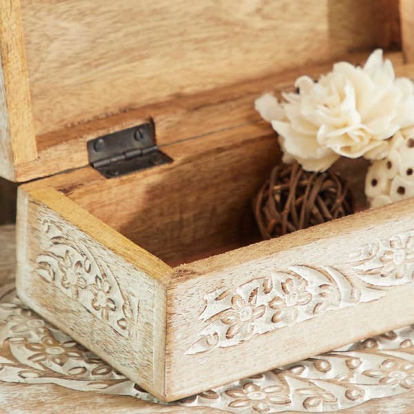 9th &amp; Pike® Carved Floral White Wood Storage Box - Set Of 3