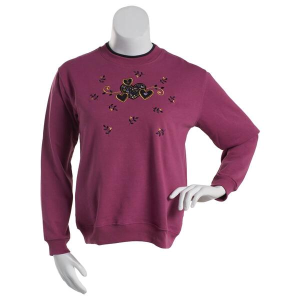 Womens Top Stitch by Morning Sun Velvet Hearts Sweatshirt - image 