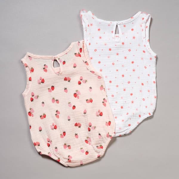 Baby Girl (NB-9M) Chick Pea 2pk. Strawberry Tank Bodysuits