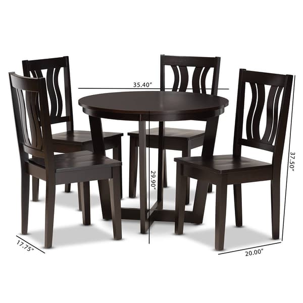Baxton Studio Elodia Dark Brown Finish Wood 5pc. Dining Set