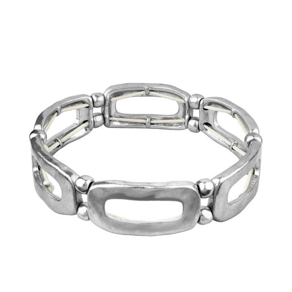 Bella Uno Silver Rectangle Stretch Bracelet - image 