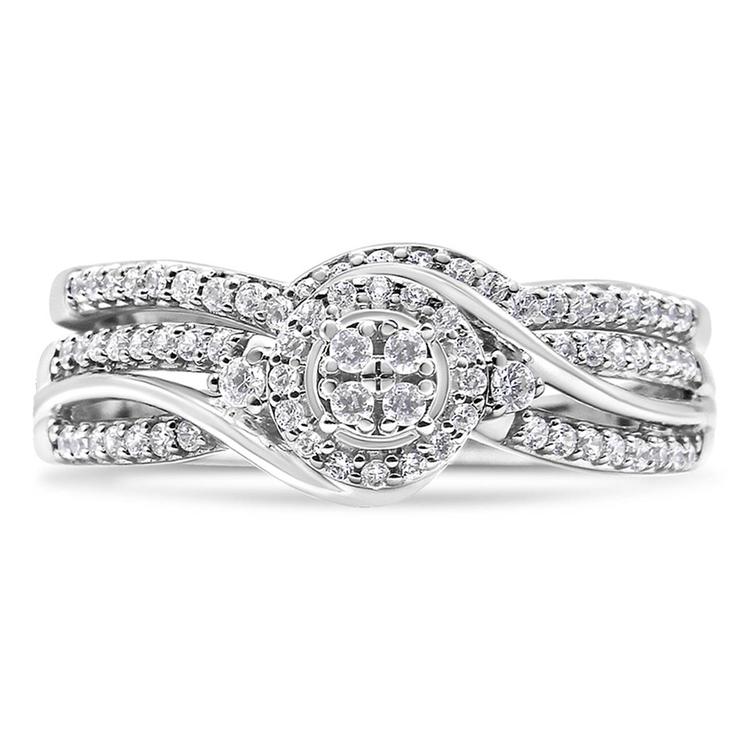 Haus of Brilliance Silver 1/3ctw. Diamond Bypass Bridal Set
