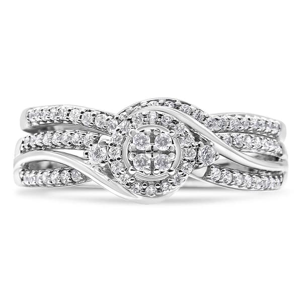 Haus of Brilliance Silver 1/3ctw. Diamond Bypass Bridal Set